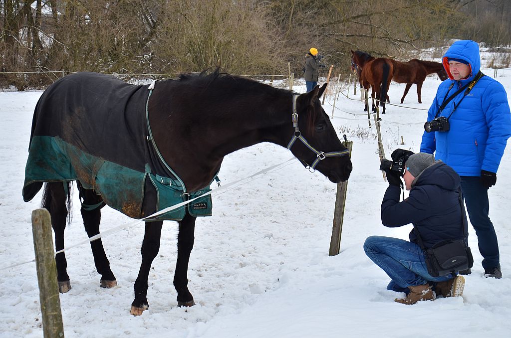 Na zdjęciu uczestnicy warsztatów fotograficznych podczas zajęć w plenerze