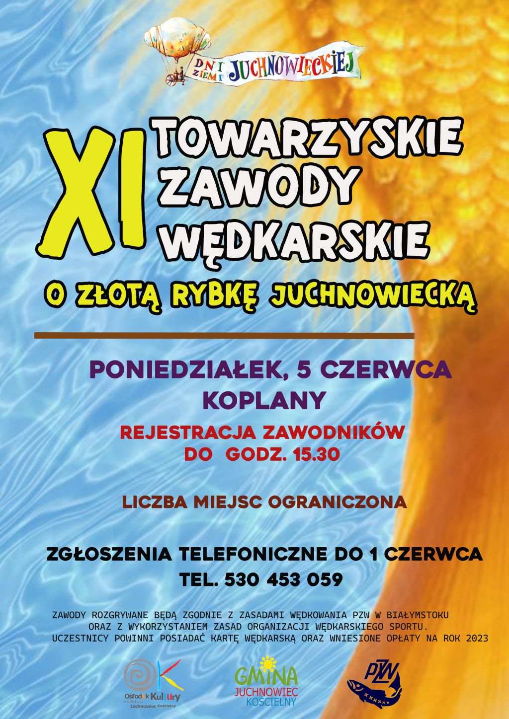 Na zdjęciu plakat zawodów wędkarskich