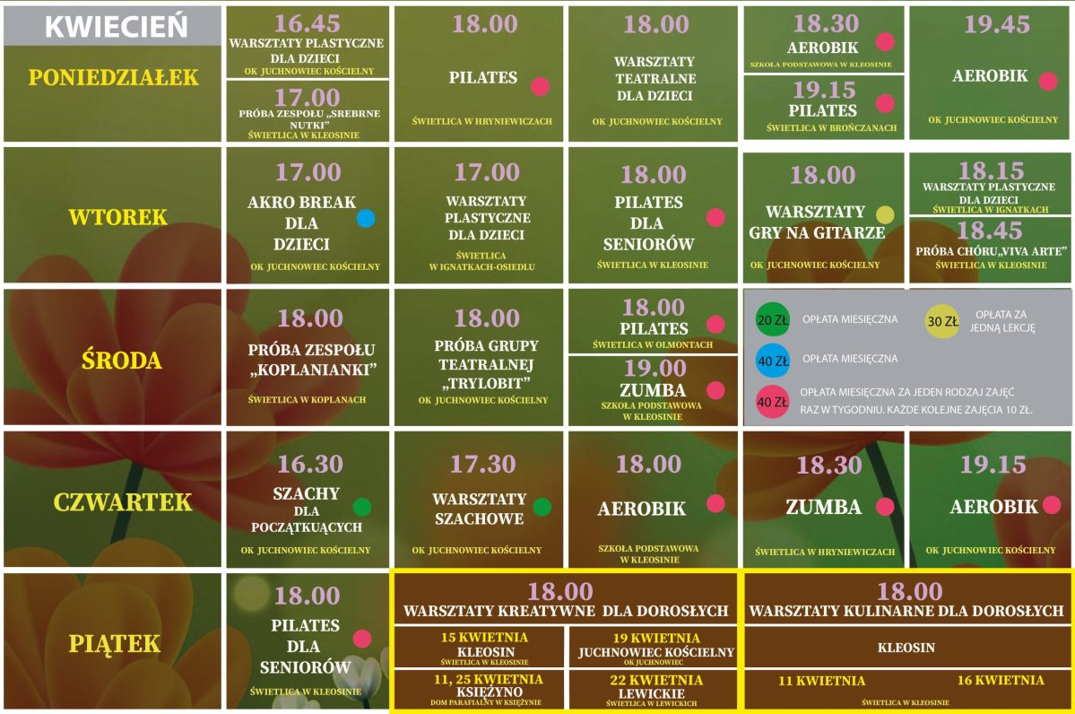 Na zdjęciu grafik kwietniowych warsztatów