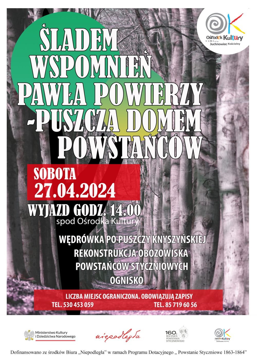 Na zdjęciu plakat leśnej wędrówki