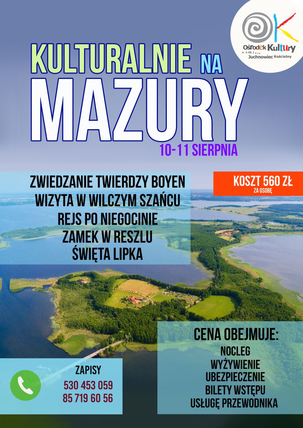 Na zdjęciu plakat wycieczki na Mazury