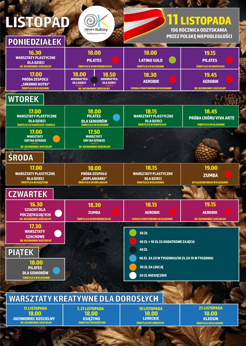 Na zdjęciu grafik listopadowych spotkań