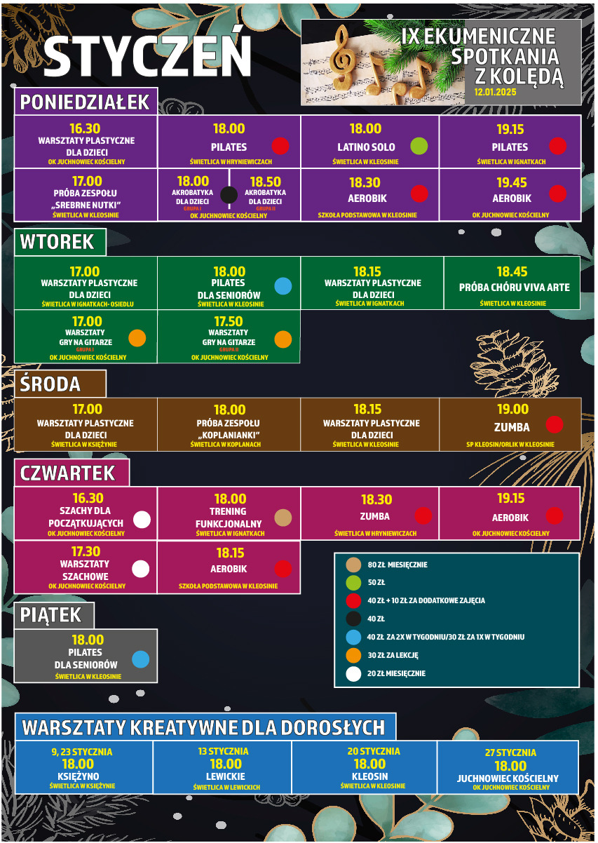 Na zdjęciu grafik styczniowych warsztatów