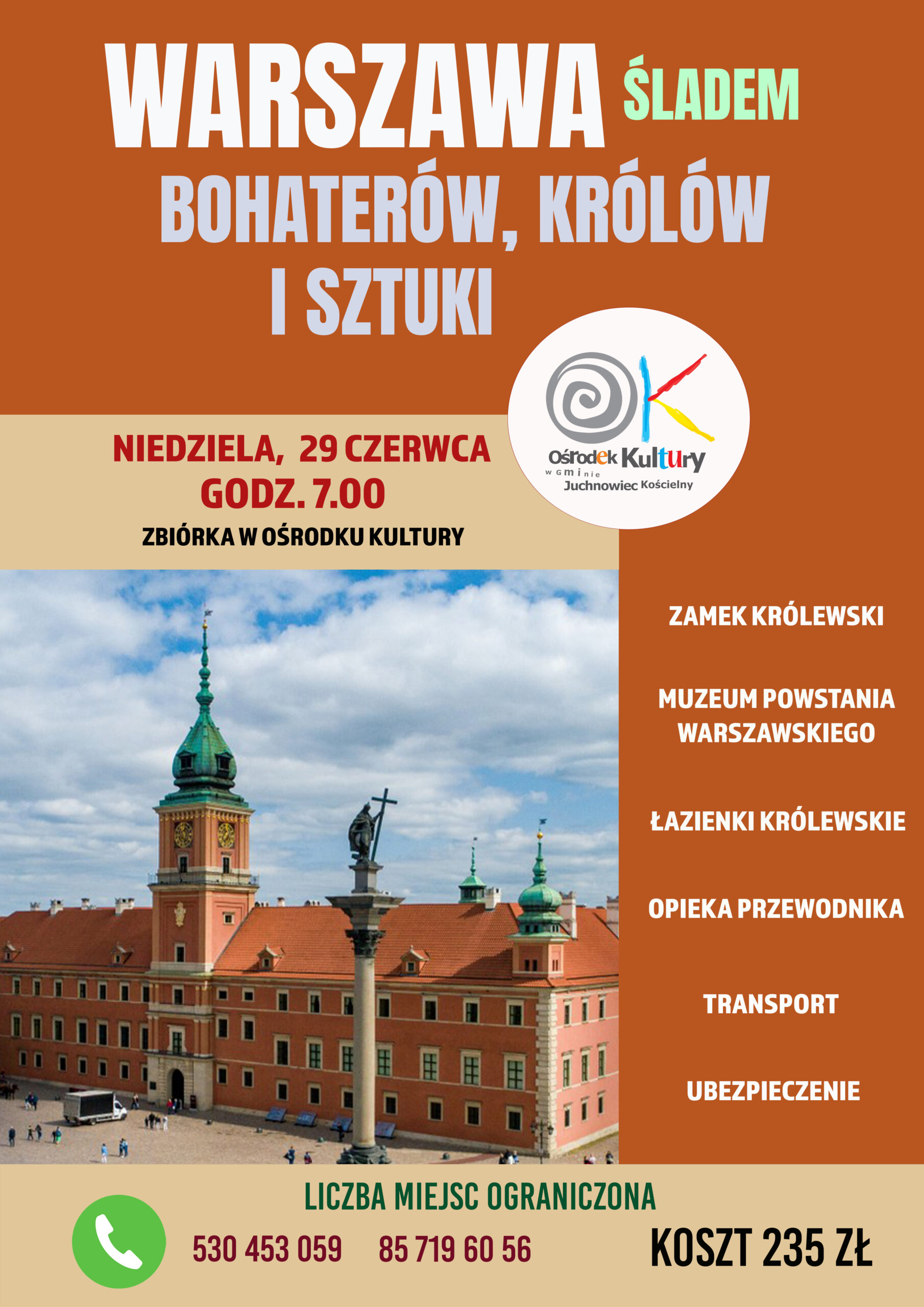 Na zdjęciu plakat wyjazdu do Warszawy