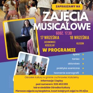 Na zdjęciu plakat warsztatów musicalowych