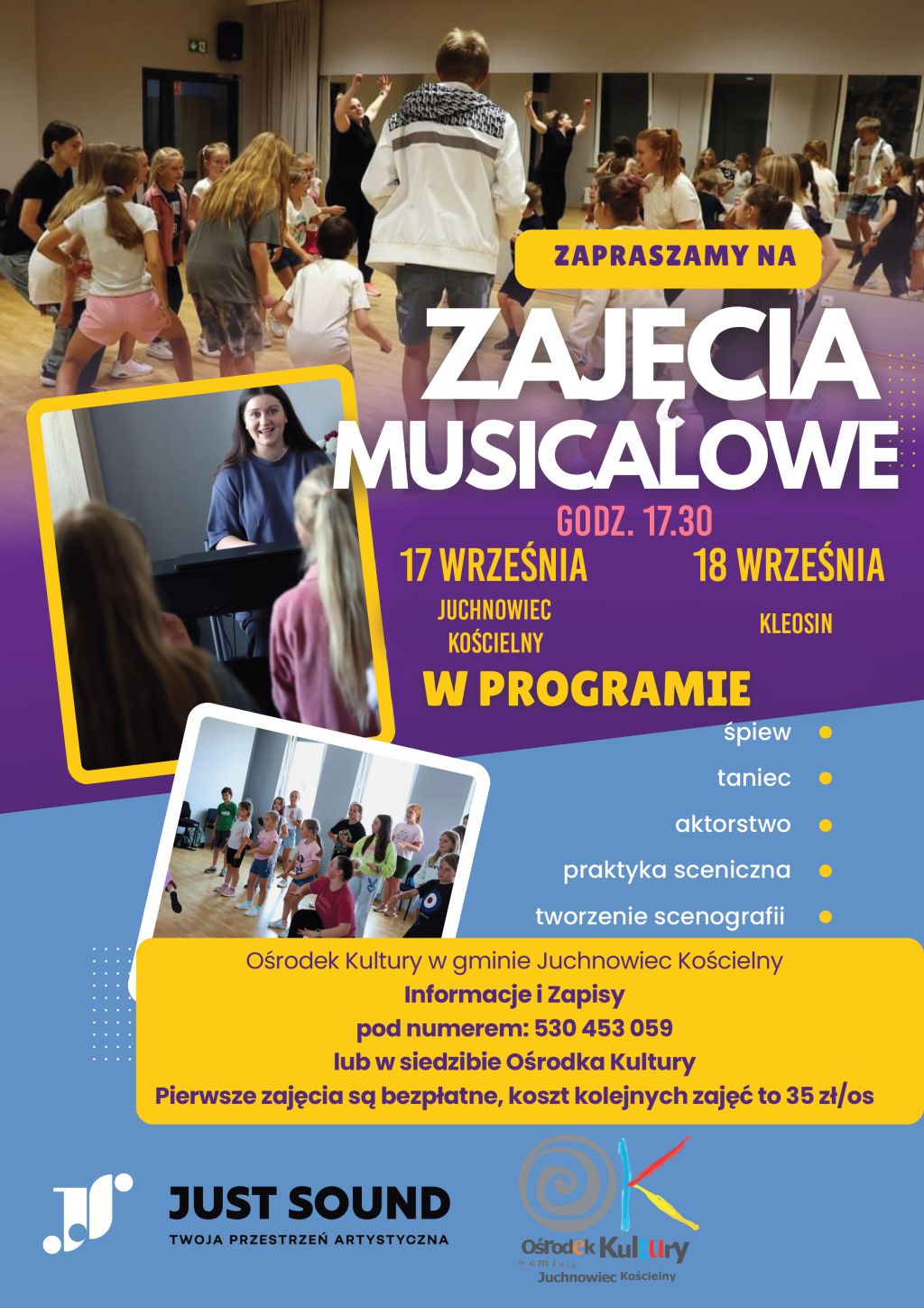Na zdjęciu plakat warsztatów musicalowych