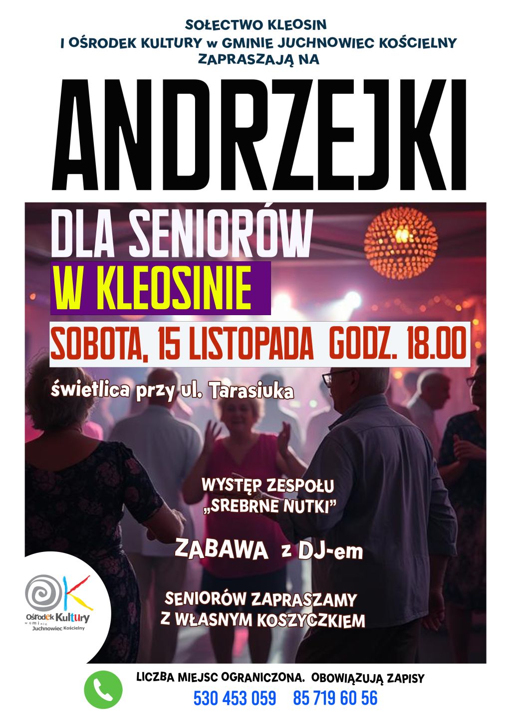 Na zdjęciu plakat imprezy "Andrzejki dla Seniorów"