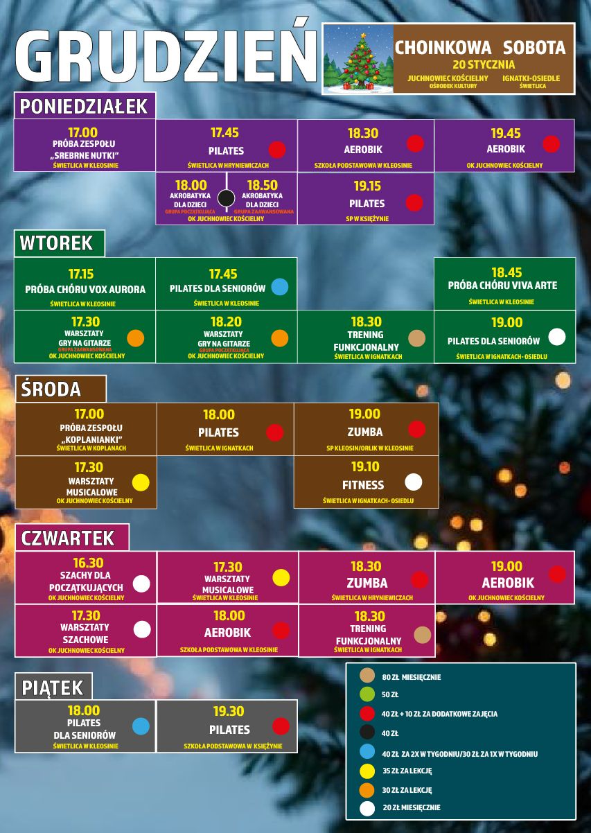 Na zdjęciu plakat grudniowych warsztatów Ośrodka Kultury