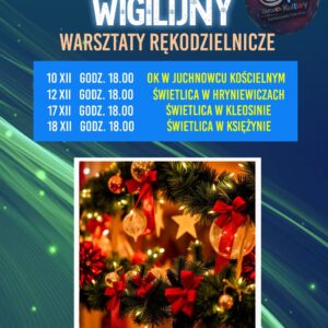 Na zdjęciu plakat warsztatów "Stroik wigilijny"