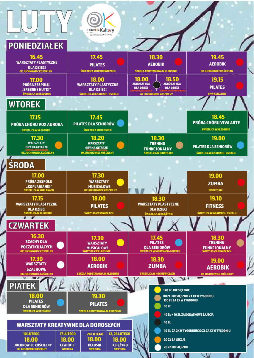 Na zdjęciu grafik lutowych warsztatów w Ośrodku Kultury