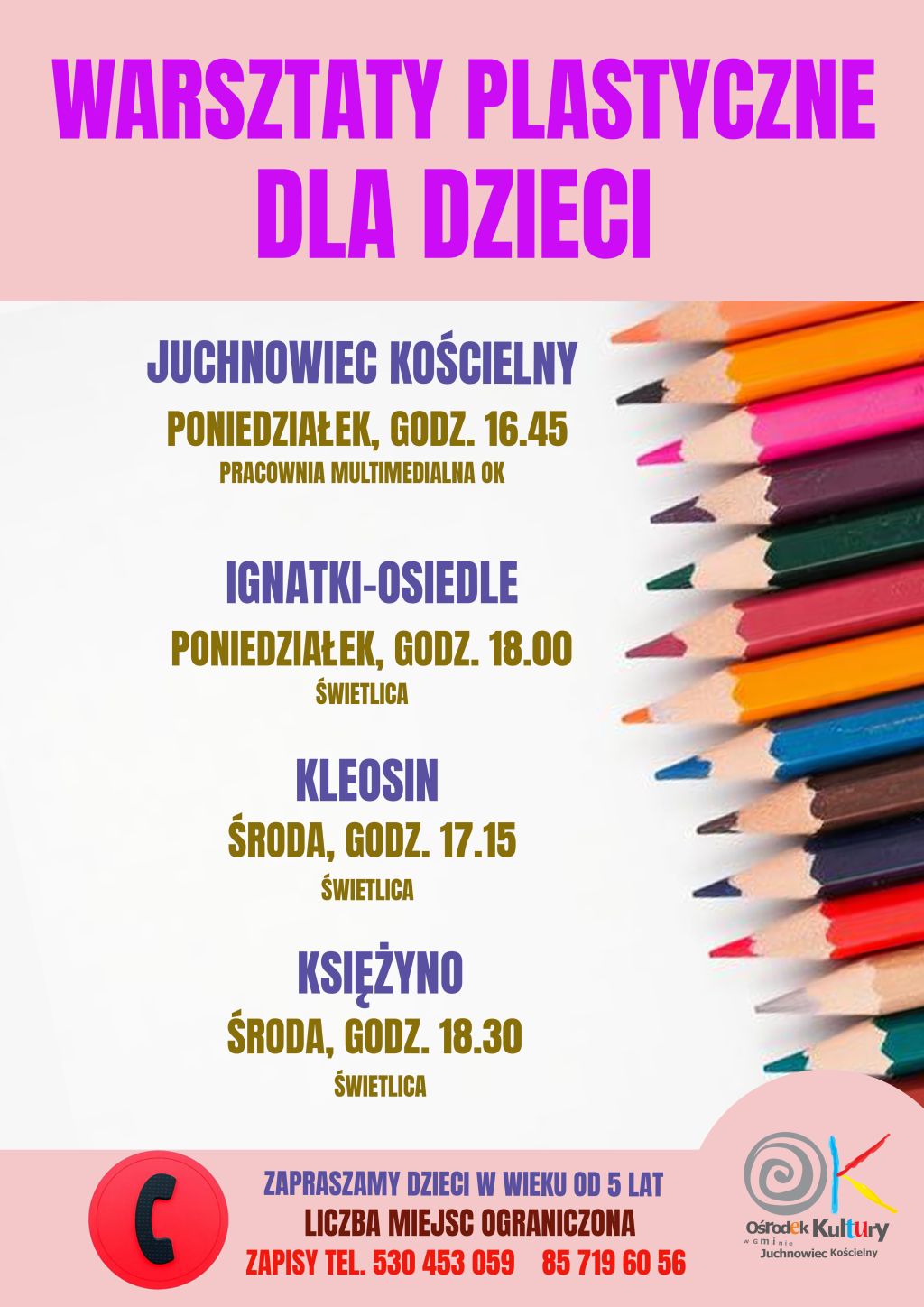 Na zdjęciu plakat warsztatów plastycznych dla dzieci