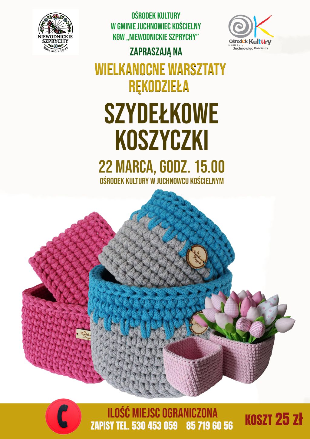 Na zdjęciu plakat warsztatów szydełkowania