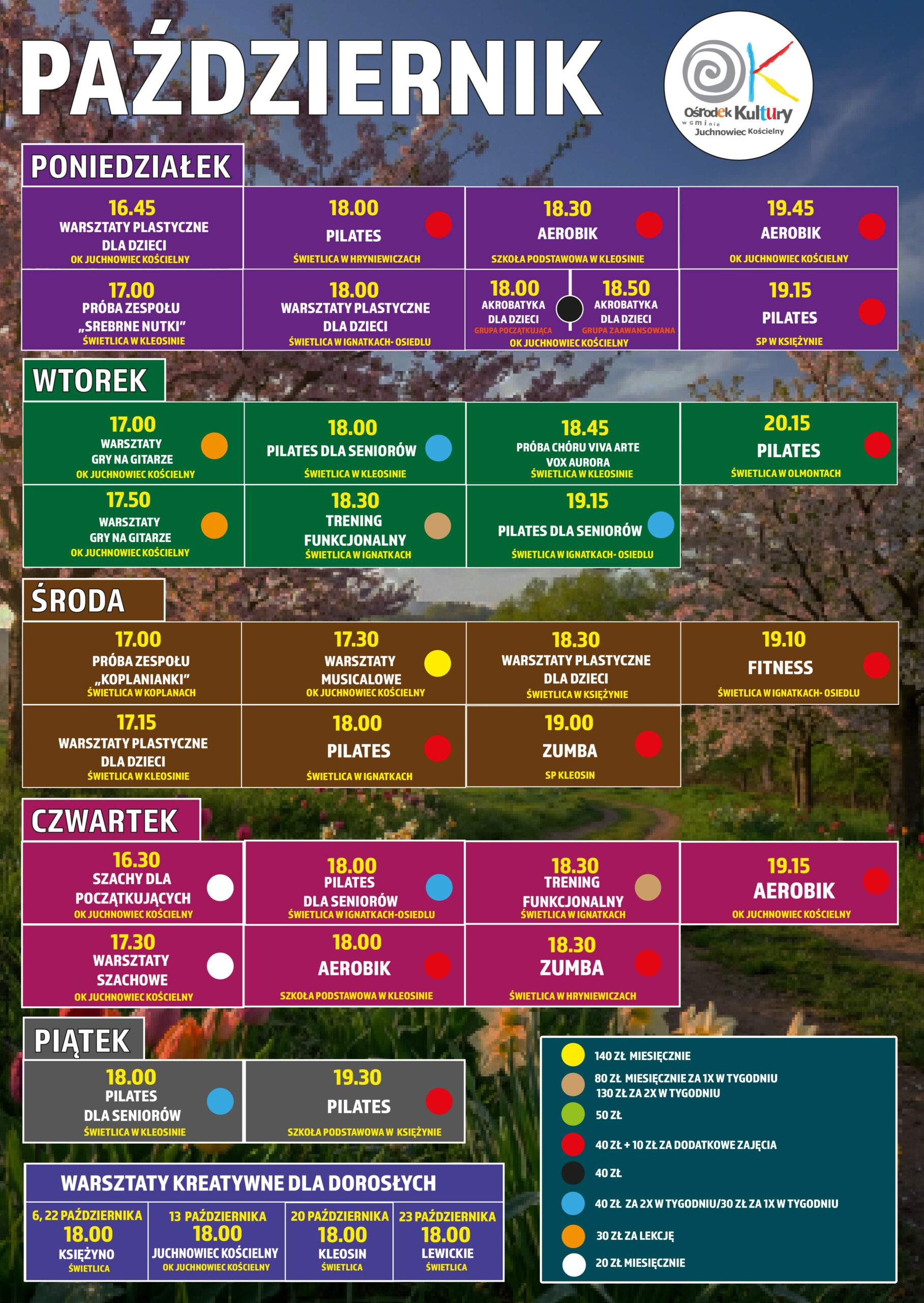 Na zdjęciu październikowy grafik spotkań